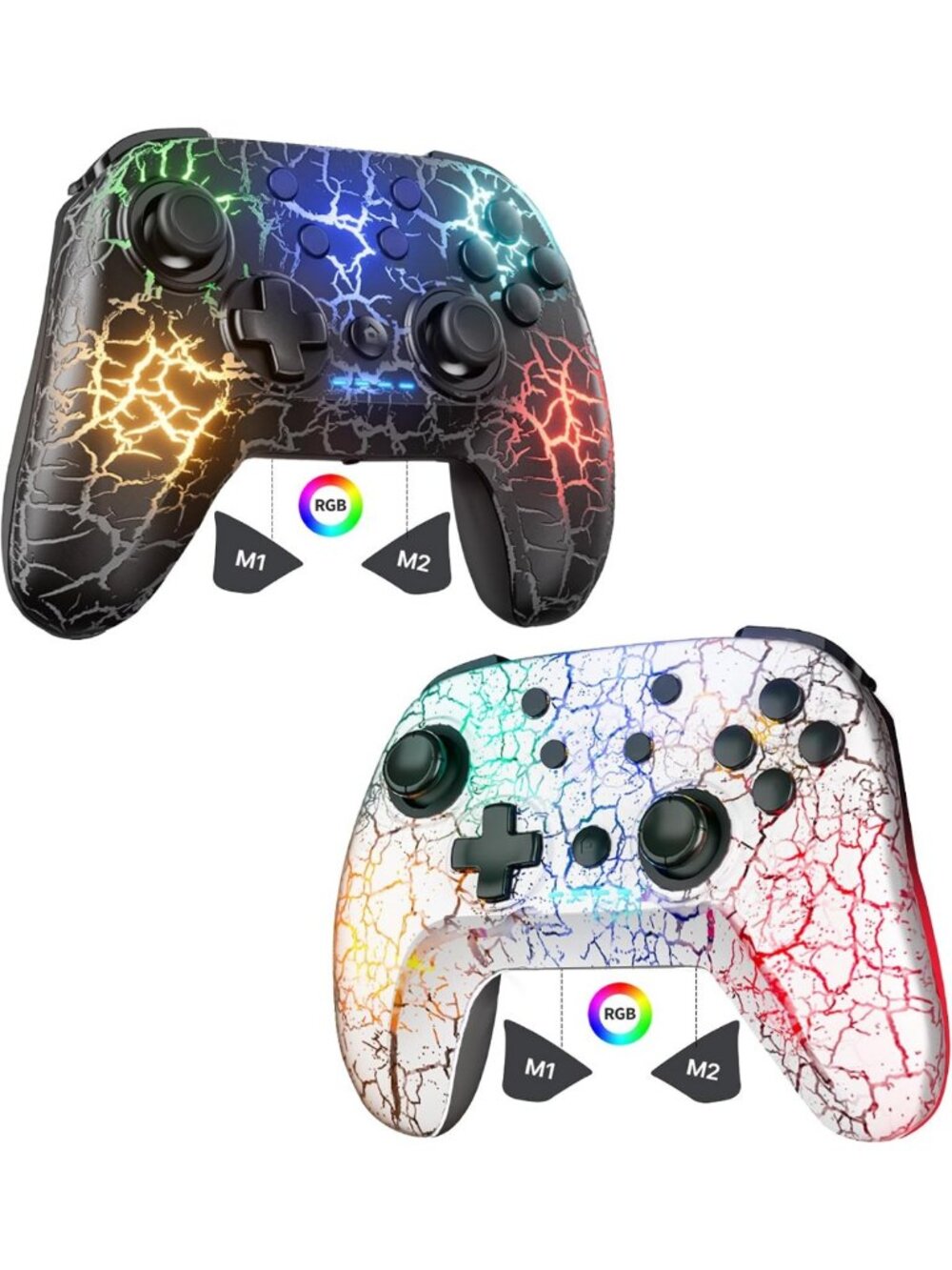 2 Pack Wireless Switch Controllers - LED, Programmable, Vibration, Motion, Turbo